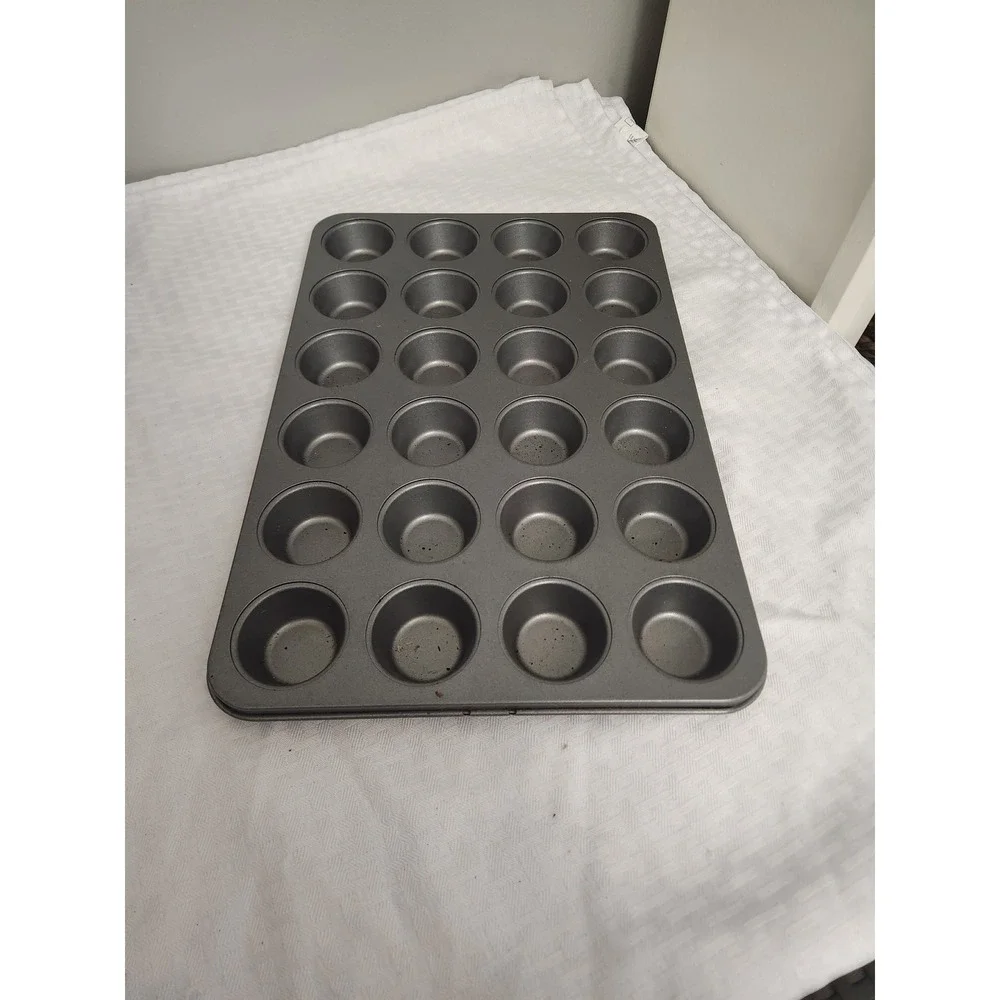 24 Cup Mini Muffin Pan Non-Stick Carbon Steel Cupcake Baking Tray Dark Gray